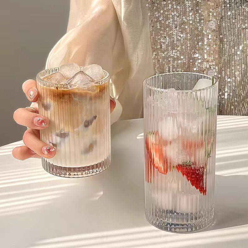 Single-layer Style Simple Striped Glass Cup