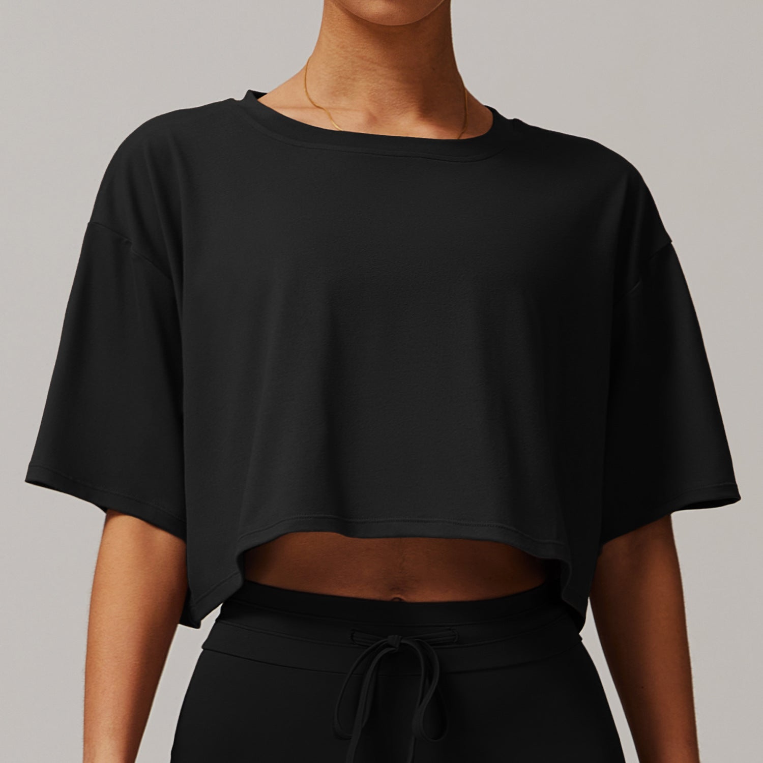 Brushed Sports Short-sleeved Top Comfortable Round Neck