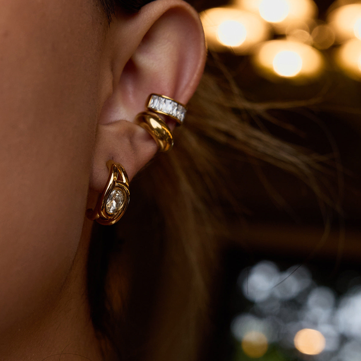 Stainless Steel Luxury Zircon Earrings