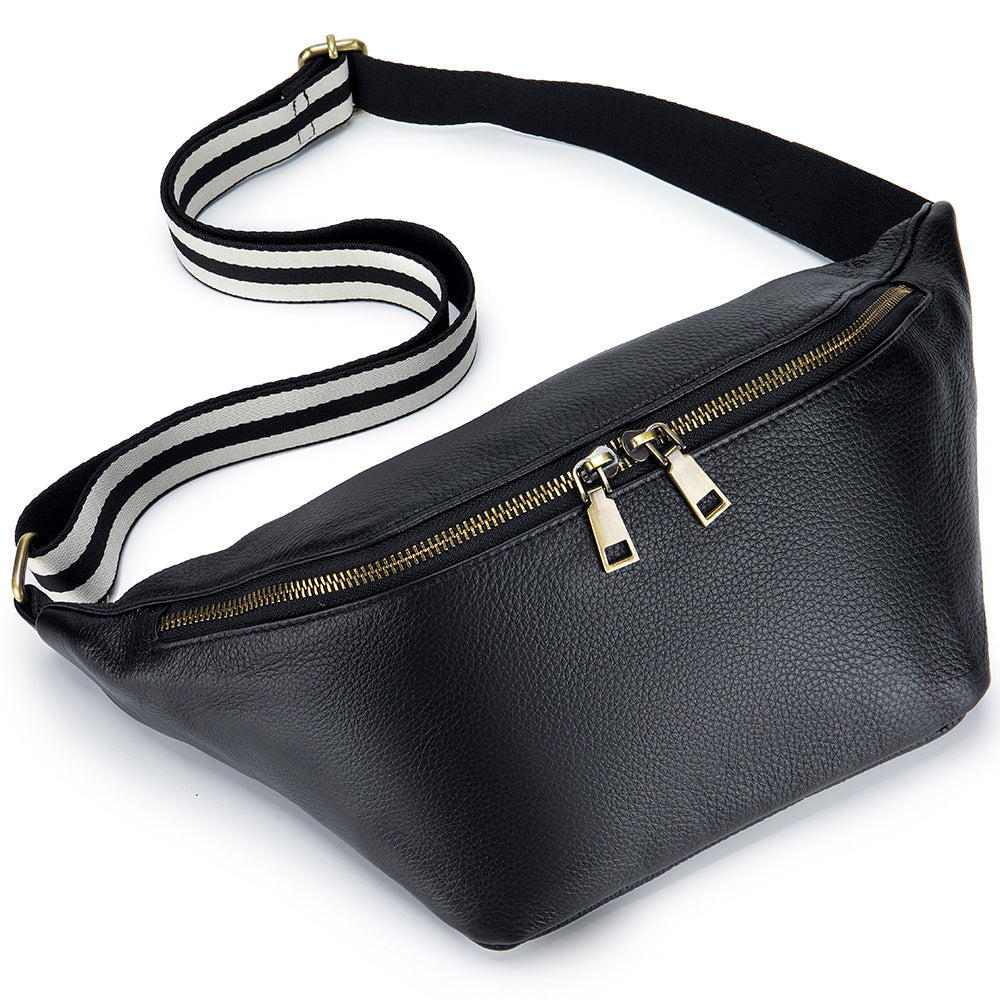 Genuine Leather Messenger Bag Waist Bag Large Capacity First Layer Cowhide Simple Casual Shoulder Bag For Women