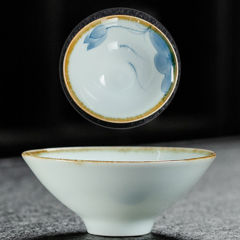 Blue and White Porcelain Tea Cup Ceramic Hat Cup