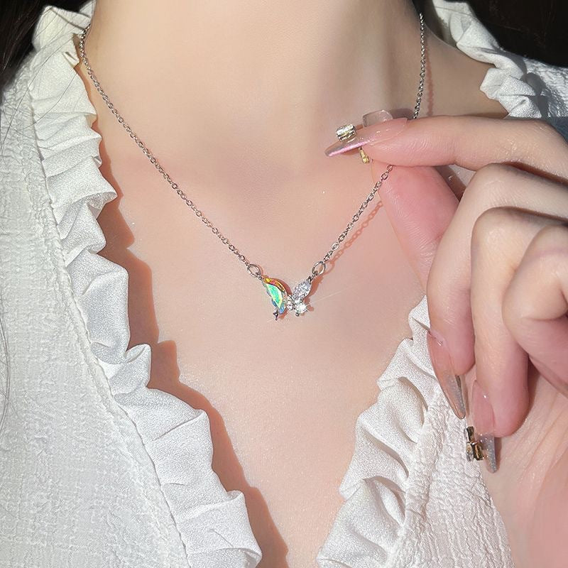 Colorful Butterfly Necklace Ornament Affordable Luxury Trend